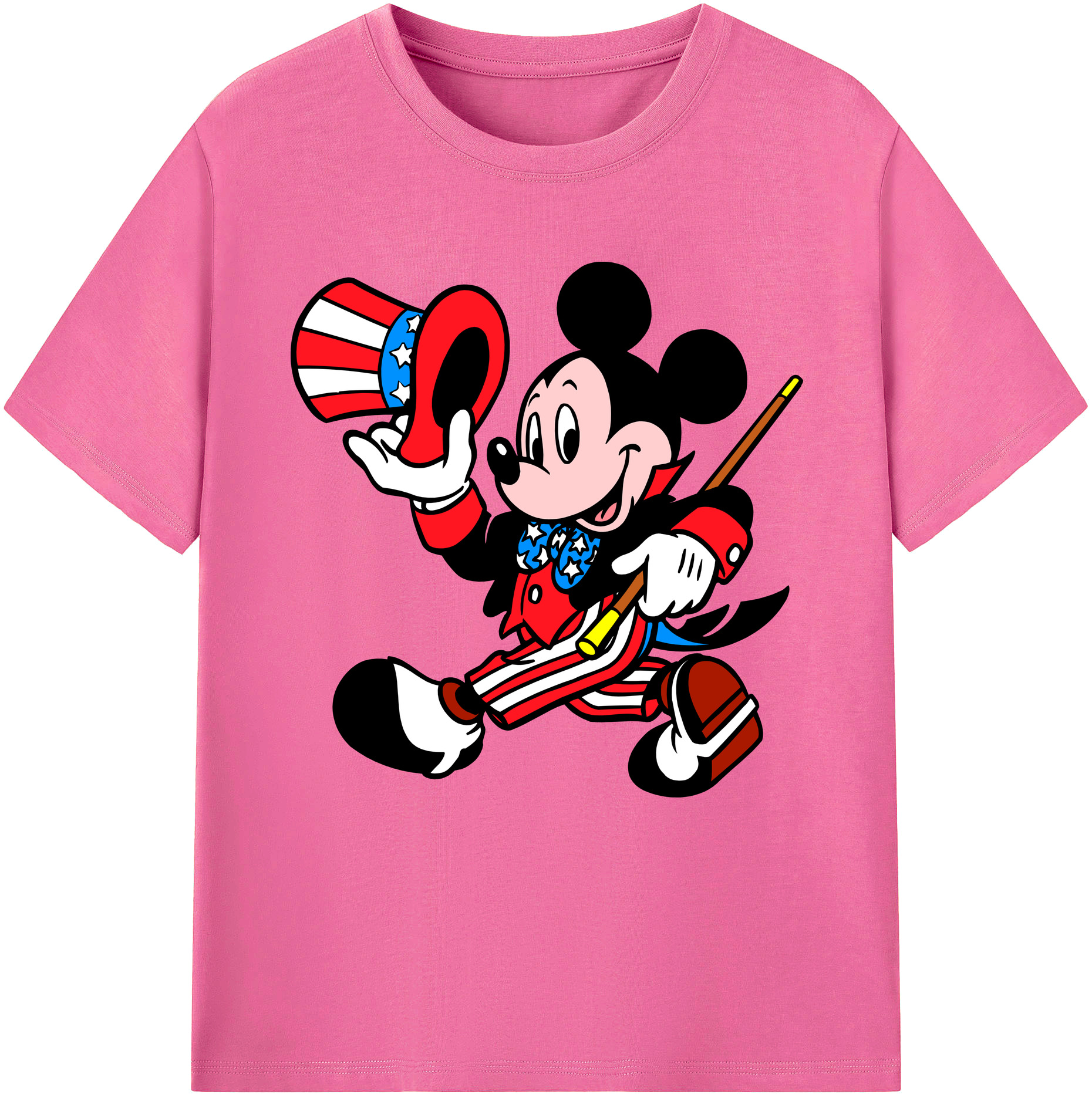 （画像用） ミッキーマウス Mickey Mouse レディースカジュアルプリントTシャツ（綿100％）